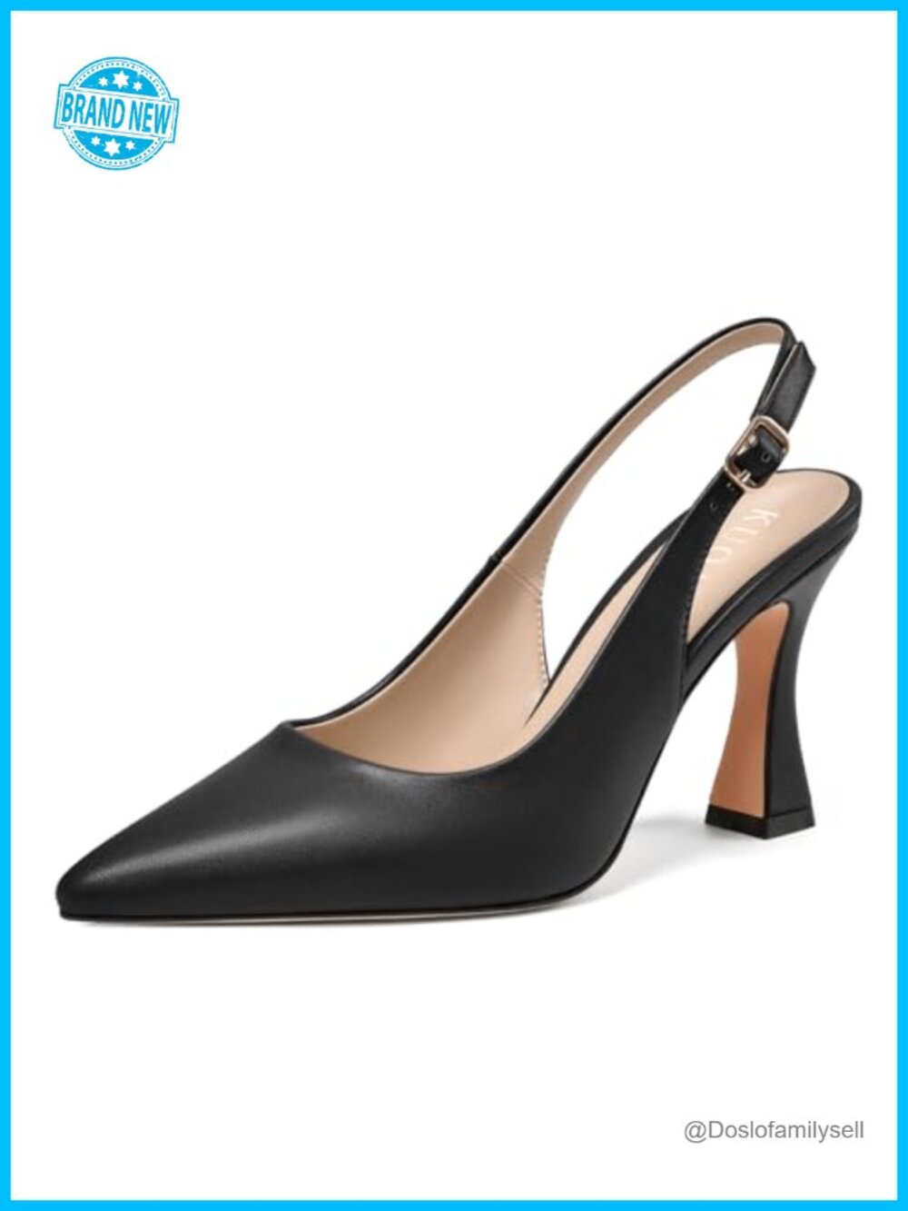 Pointed Toe Slingback Heels 3.5 Inch Stiletto Pumps Faux Leather Dress Shoes